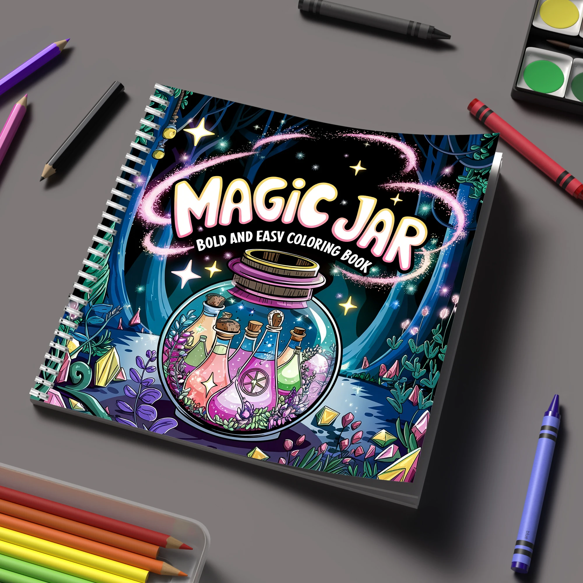Adult Coloring Book Stress Relief - Coloring Book Magic Jar for Adult