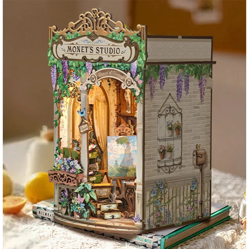 Wooden Monet's Studio Book Noo - Diy Wooden Book Nook Kit Shelf Insert 评论和价格