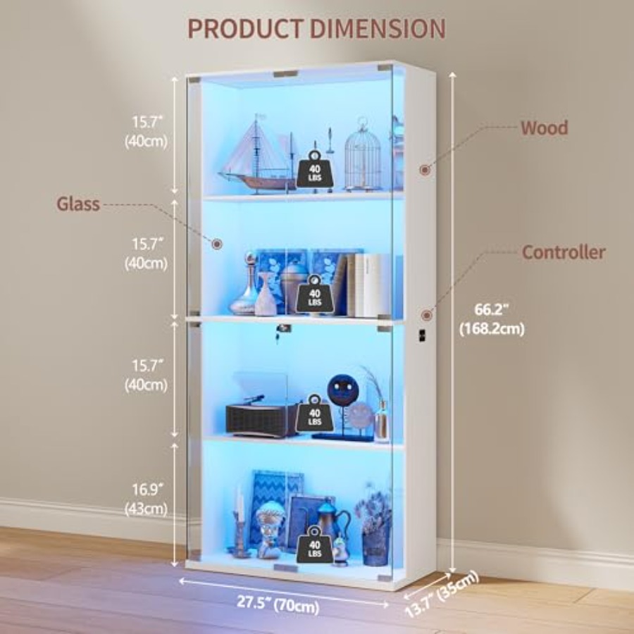 66 Glass Display Cabinet for C - Books 评论和价格
