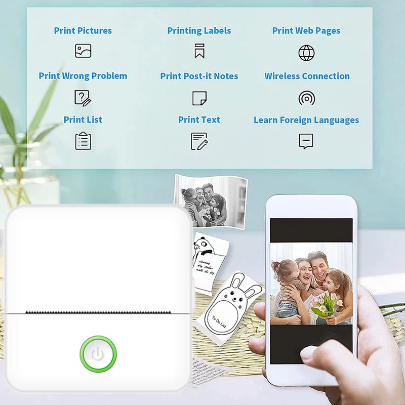 Mini Portabl Printer Inkless S - Mini Pocket Thermal Printer Paper Roll 评论和价格