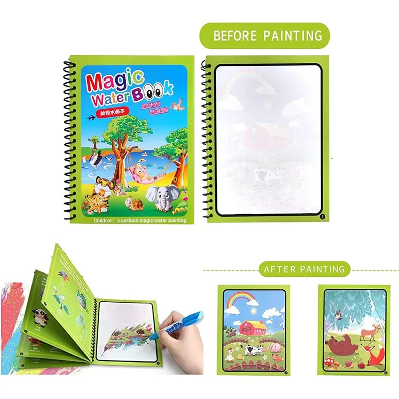 1pc Magic Water Coloring Book  - Reusable Water Magic Coloring Book 评论和价格