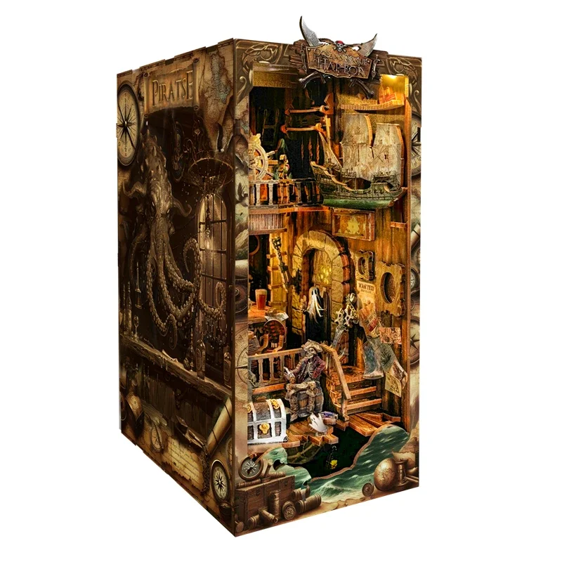 Miniature DIY Wooden New World - Diy Wooden Book Nook Kit Shelf Insert 评论和价格