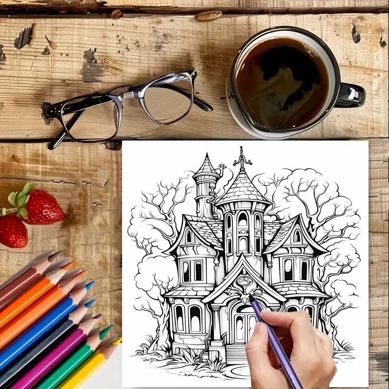 Haunted House Coloring Book fo - Adult Coloring Book Stress Relief 评论和价格