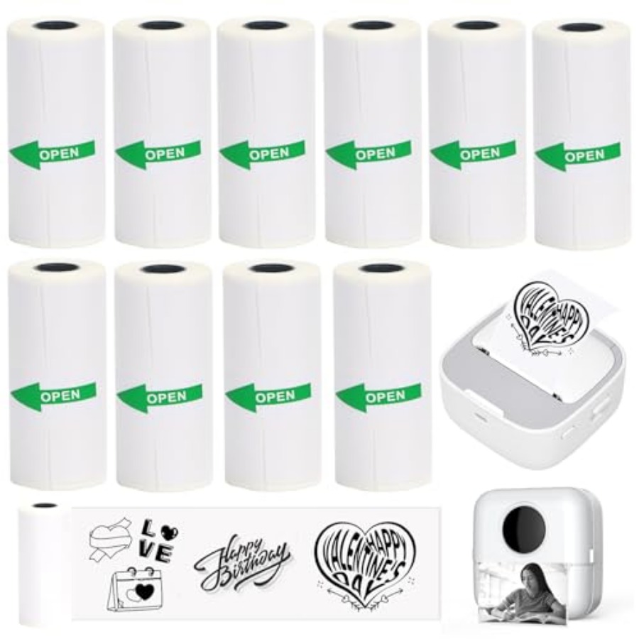 10 Rolls Thermal Sticker Paper - Mini Pocket Thermal Printer Paper Roll 评论和价格