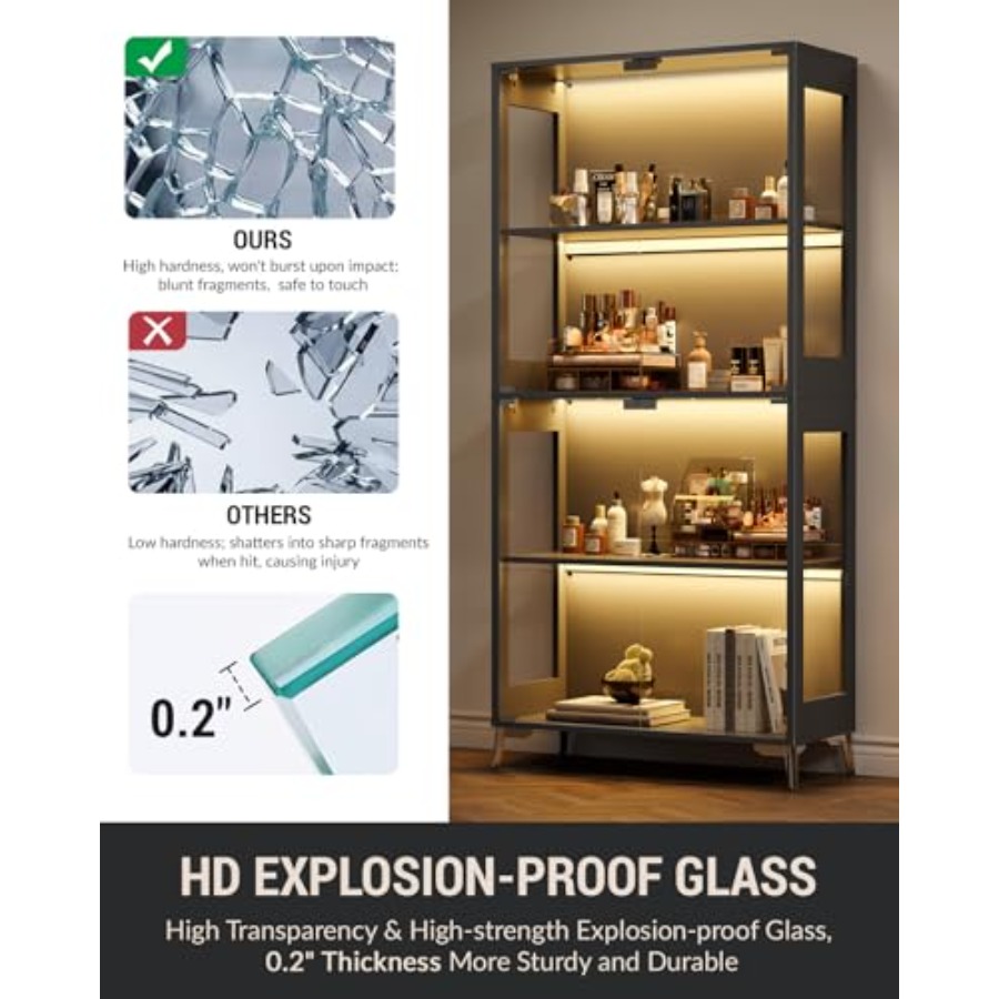 Glass display cabinet with doo - Books 评论和价格