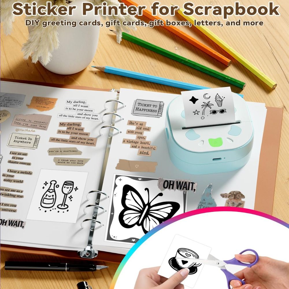 Mini Sticker Printer Inkless P - Mini Pocket Thermal Printer Paper Roll 评论和价格