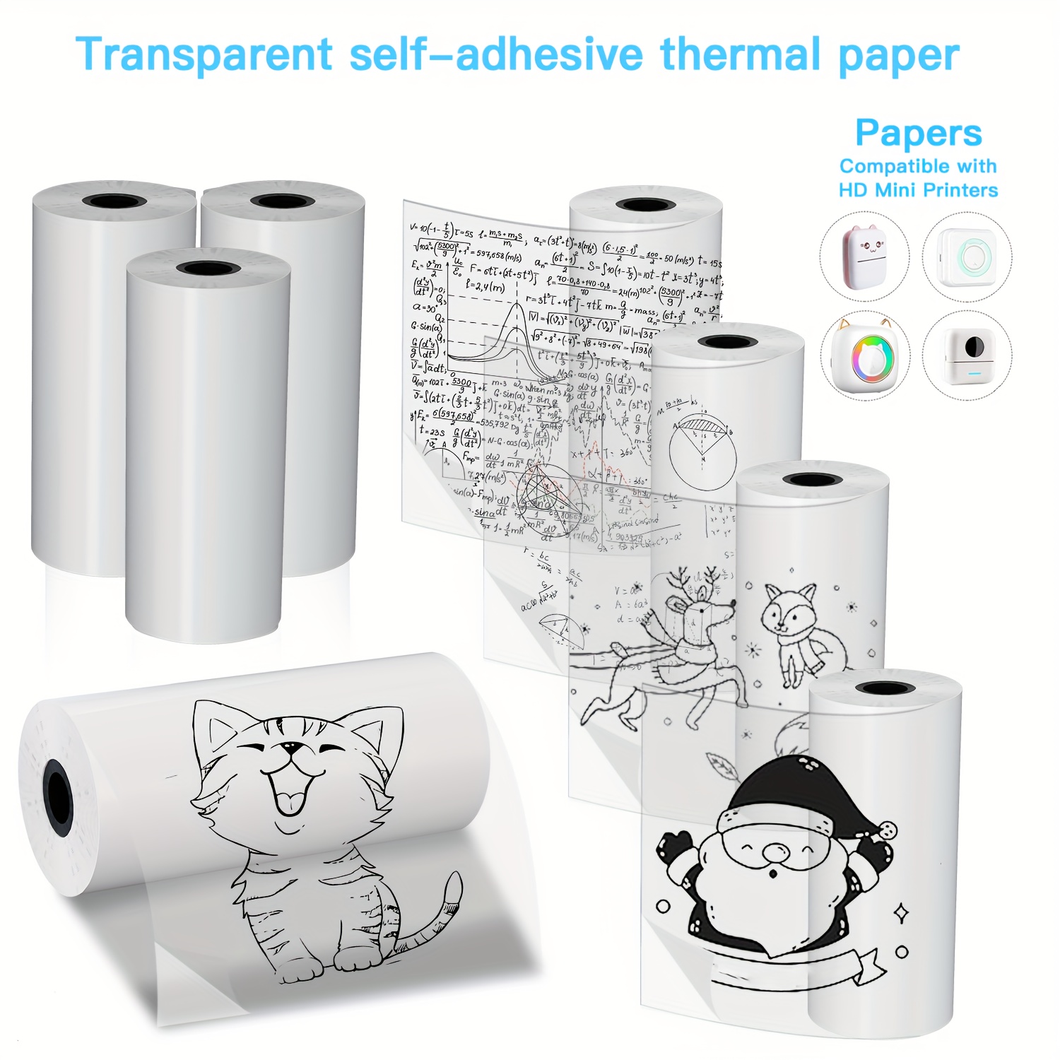 2/4/8 Rolls Clear Self-Adhesiv - Mini Pocket Thermal Printer Paper Roll 评论和价格