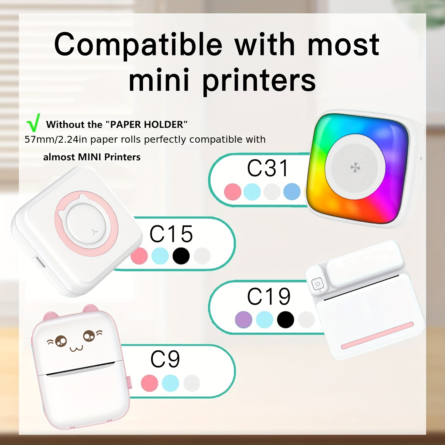 2/4/8 Rolls Clear Self-Adhesiv - Mini Pocket Thermal Printer Paper Roll 评论和价格